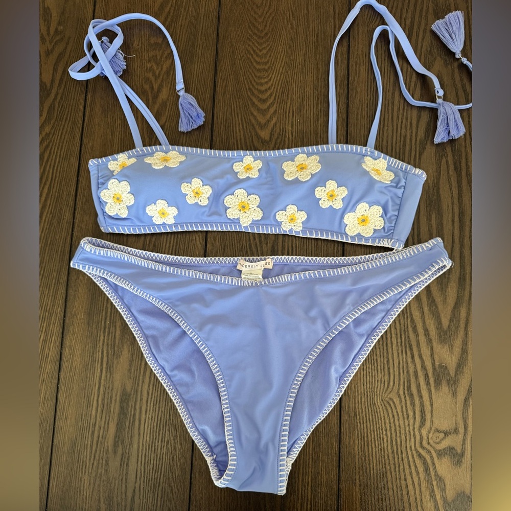 Sincerely Jules Lavender Daisy Embroidered Bikini Set - Picture 2 of 7